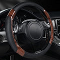 CAR PASS Wood Grain Microfiber Leather Sporty 14.5-15 inch Steering Wheel Cover by CARPASS