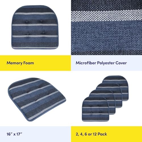 Sweet Home Collection Chair Cushion Memory Foam Pads Tufted Slip Non Skid - Image 6