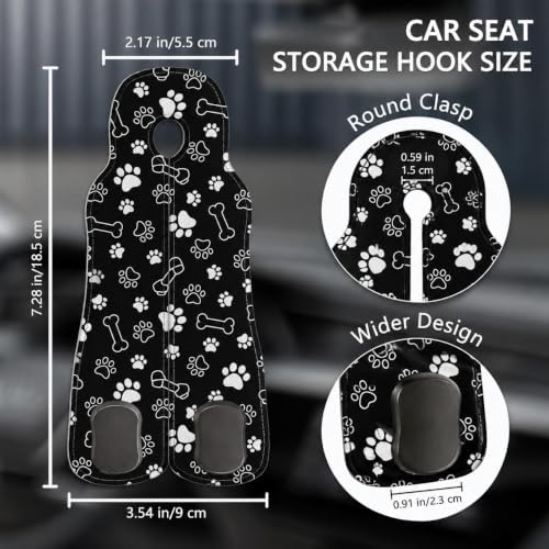 Cute Black Paw Car Seat Back Storage Headrest Hooks - Image 2
