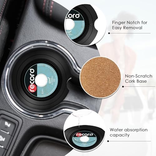 Britimes Car Coasters for Drinks, 2 Pack Ceramic Stone 2.56" Music - Image 4