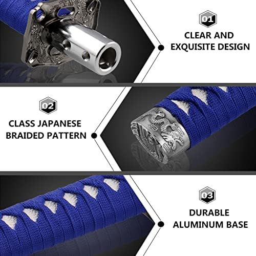 RYANSTAR Katana Shift Knob Samurai Sword Design 4 Adapters Blue White - Image 3
