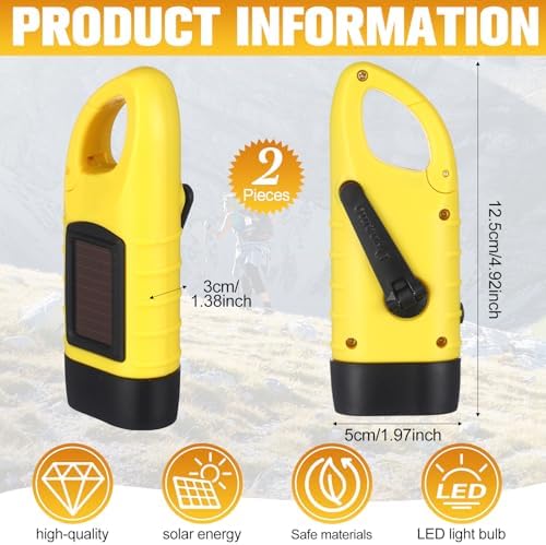 Leelosp 2 Pcs Hand Crank Solar Flashlight Emergency LED - Image 2