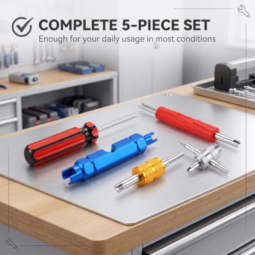 5 PCS Valve Core Removal Tool Kit, Heavy-Duty Schrader Valve Stem Puller - Image 7