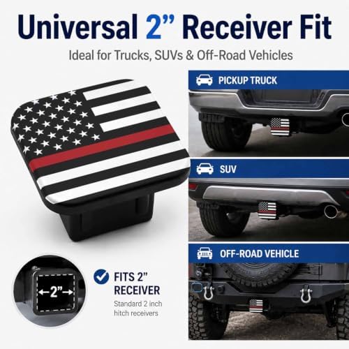 Thin Red Line American Flag Hitch Cover Receiver Tube Hitch Plug Tow Hitch - Image 4