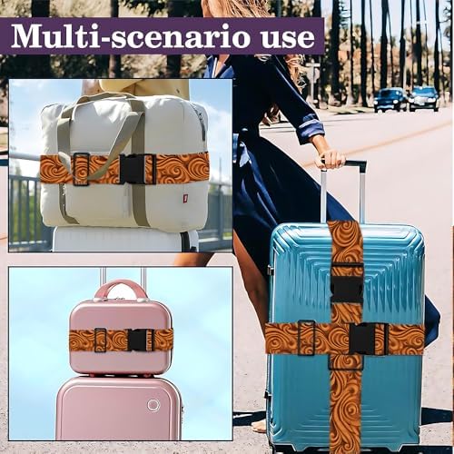 2PC, Wood Grain Luggage Strap 1.97 x 70.87 inch Artistic Carved Swirl Pattern - Image 6