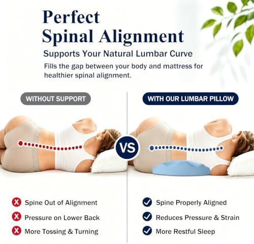 Fledano Lumbar Support Pillow for Bed – Memory Foam Lower Back Pain Relief - Image 4
