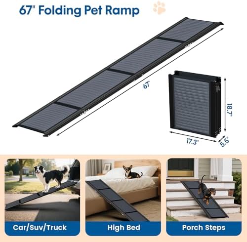 HBTower 67" L x 17.3" W Folding Dog Car Ramp - Image 2