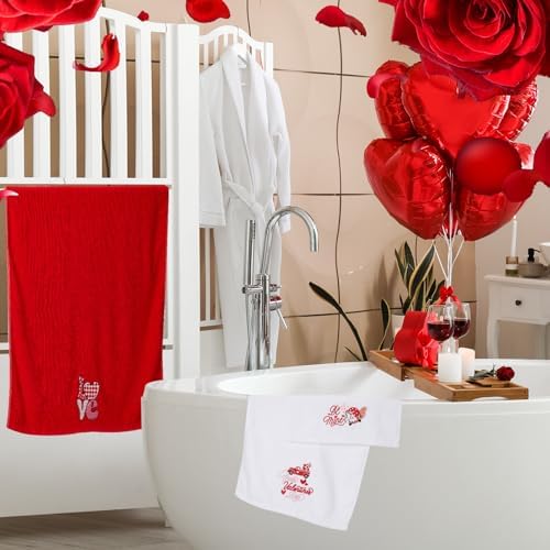 Peryiter 3 Pack Valentine Love Decorative Bath Towel Set - Image 5