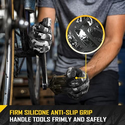 COOLJOB Mechanic Safety Work Gloves, Enhanced Anti-Slip Grip Tactical Gloves - Image 3