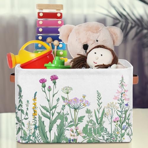 Pardick 2Pack Herbs and Wild Flowers Large Collapsible Storage Bins, Colorful - Image 3