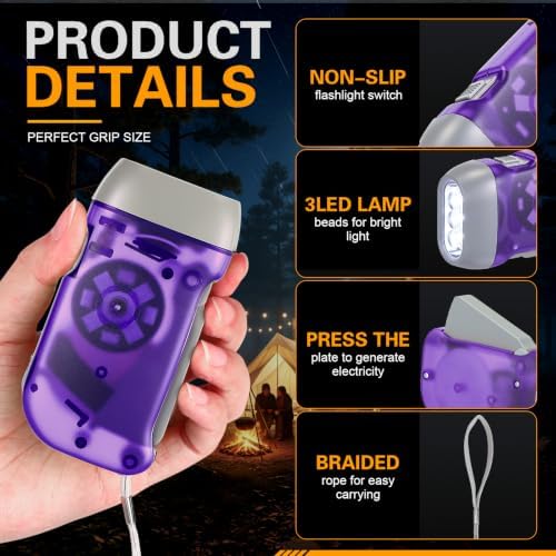 Leelosp 48 Hand Crank Flashlights, Baby Blue - Image 3