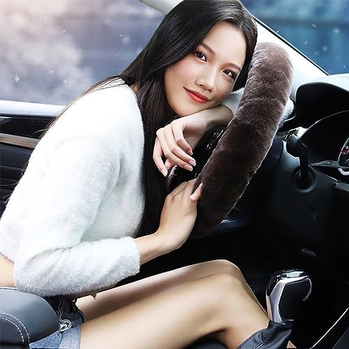 OGLAND Fuzzy Sheepskin Car Steering Wheel Cover - Image 2