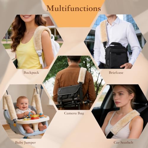 Amooca 2-Pack Soft Furry Universal Seatbelt Cover Car Shoulder Pad - Image 3