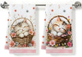 2 Pcs Cute Cat Kitchen Towels, Cat Theme Soft Absorbent Hand Tea Towels 03 by ZHAMEN