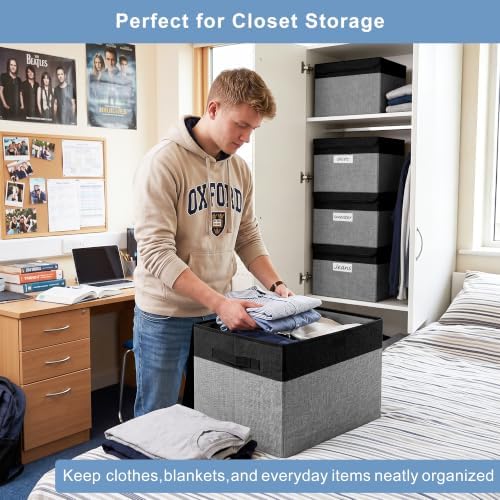 Large 17" 42 Quarts Collapsible Stackable Storage Bins - Image 3