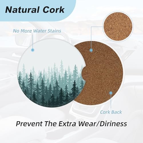Green Forest Car Coasters for Cup Holders, 2 Pack Car Cup Holder Coasters for - Image 4