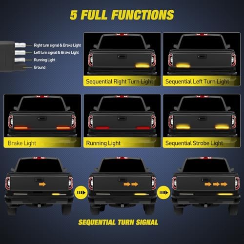 Nilight Truck Tailgate Light Strip 7" Aluminum Frame Double Row 60 LED - Image 3