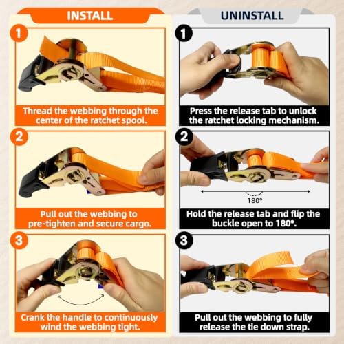 8 Pack Ratchet Strap 1 inch 15 Ft - - Image 6