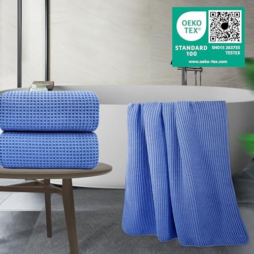 POLYTE 430 GSM Poly Blend Microfiber Waffle Bath Sheet XL Set, 35x70 in - Image 2