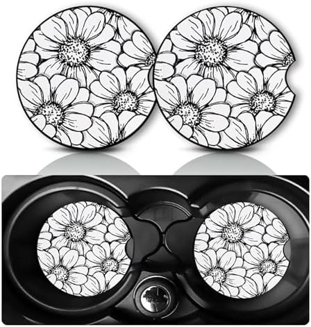 2Pack Floral Car Cup Holder Coaster Neoprene Car Coasters by YGQZYYQ