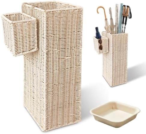 Wicker Umbrella Stand for Entryway, Decorative Rattan Holder by LoomestaHaven