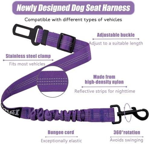 IBWell Dog Seat Belt, 3 Piece Set Retractable Dog Car Harness Adjustable Dog - Image 3