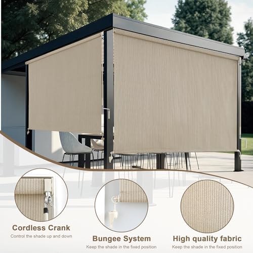 AOSKY Cordless Patio Roll Up Blinds - Image 3
