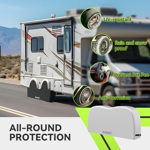 RVMATE RV Tire Covers, Dual Axle Wheel Cover Fits 30"-33" Dia. Tires, 2 Pack - Image 2