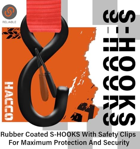 HACCOPLANET 1.6in Heavy Duty Ratchet Tie Down Straps 4PK - Image 3