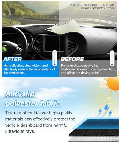CARTIST Black Dash Cover for Ford Ranger 2024 2025 2026 Dashboard Cover Mat - Image 4