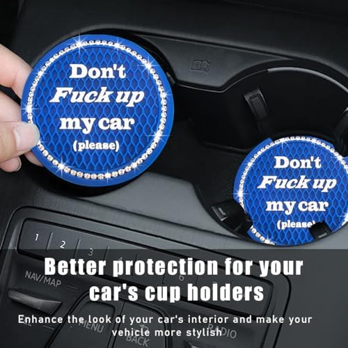 2 PCS Bling Car Cup Coaster, 2.75 Inch Anti-Slip Cup Holder Insert Coasters - Image 4