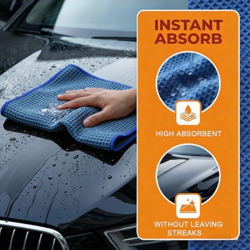 Craedli 3PCS Waffle Weave Microfiber Towel, 16 × 16 Inch Soft Absorbent - Image 3