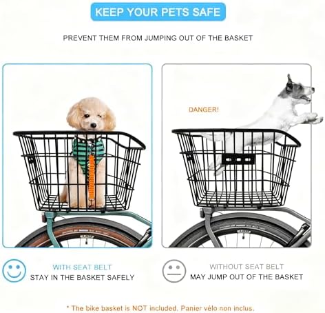 Dog Seat Belt for Bike Basket, Shock Absorbing Lead Bicycle Safety Leash - Image 2