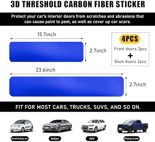 Ohleats 4 PCS Car Door Sill Protectors, Anti Scratch Carbon Fiber Auto - Image 2