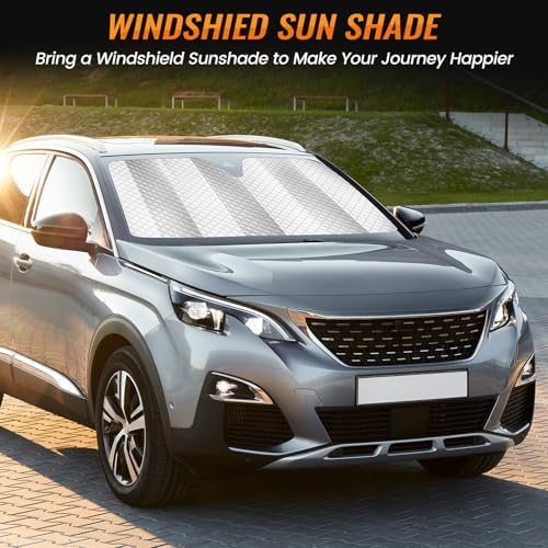 Windshield Sun Shade, Reflective Car Sunshade Blocks Heat, 55 x 29.5 in - Image 7
