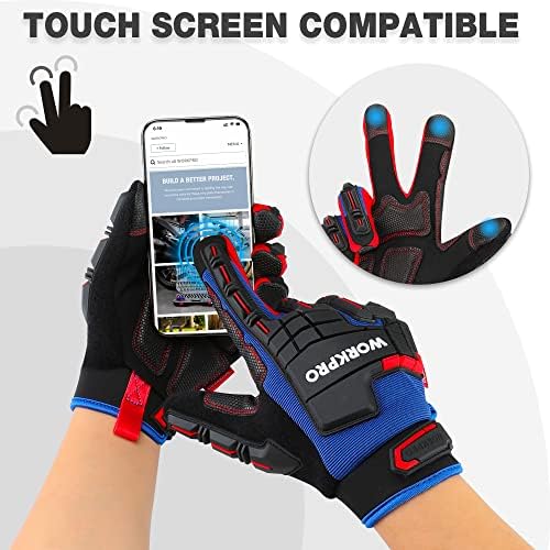 WORKPRO Heavy Duty Work Gloves, Synthetic Leather Impact Protection Working - Image 4