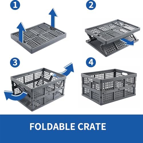 Aebeky 3-Pack Plastic Collapsible Storage Crates-30L, Foldable Plastic Crates - Image 4