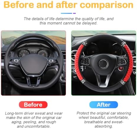Osilly 15 Inch Rhinestone Leather Steering Wheel Cover - Image 5