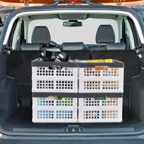 15 L 4-Pack Plastic Folding Storage Crate, Stackable Collapsible Milk Crates - Image 4