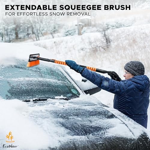 EcoNour 47" Extendable Snow Brush and Ice Scraper Pivoting Squeegee - Image 6