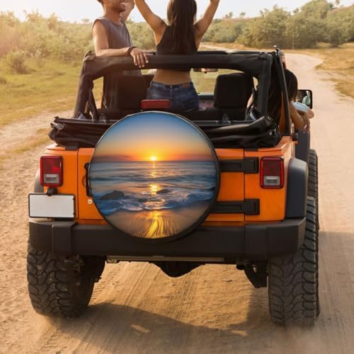 Colorful Sun Over The Sea Waves Reflections Tropics Spare Tire Cover Dust-Proof - Image 4