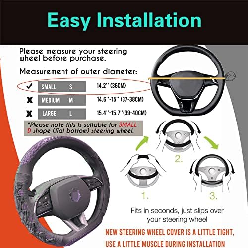 PINCTROT D Shaped 14 Inch Small Steering Wheel Cover Great Grip - Image 6