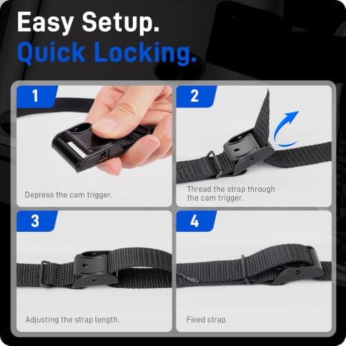 Lashing Straps 1" x 4 ft Cam Buckle Tie Downs, 100 lb, 4 Pack - Image 4