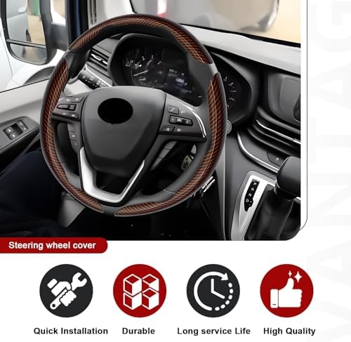 3pcs Universal Carbon Fiber Steering Wheel Cover - Image 5
