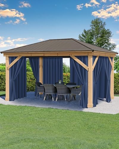 Outdoor Curtains for Patio Waterproof Rod Pocket 4 Pcs 54x84 Inch Navy by HolidayIdeas