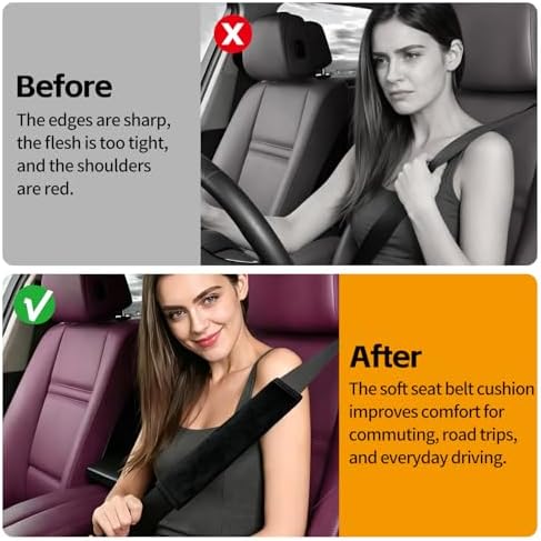 2 Pack Soft Car Seat Belt Pads, Universal Seat Belt Cover Cushion Shoulder - Image 4
