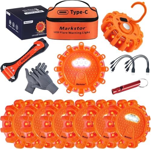 8 Pack LEDRoad Flares, Emergency Safety Kit by Markstor