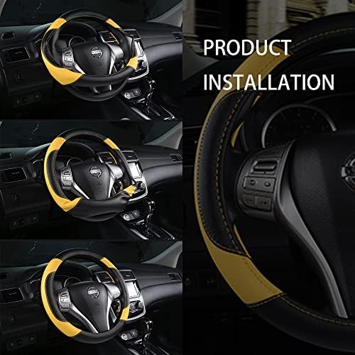 Leather Car Steering Wheel Cover, Universal Fit - Image 7