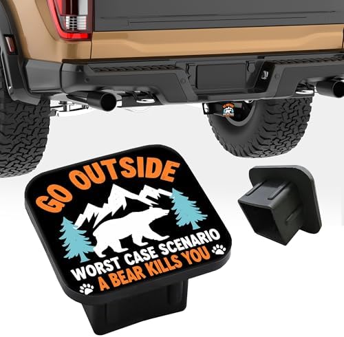 Go Outside Worst Case Scenario Hitch Receiver Cover 2" A Bear Kills You Trailer - Image 5