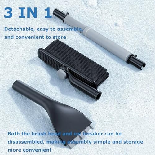 3 In 1 Snow Brush Ice Scraper for Car Windshield Extendable Snow Removal - Image 7